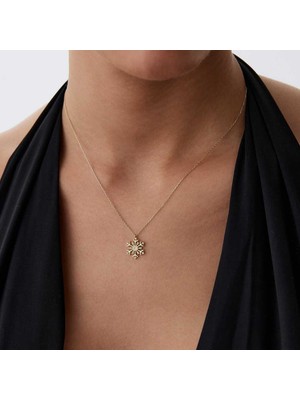 Taşlı Kar Tanesi Kolye