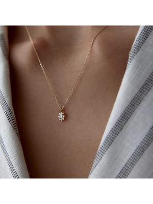 Oval Tektaş Yıldız Kolye