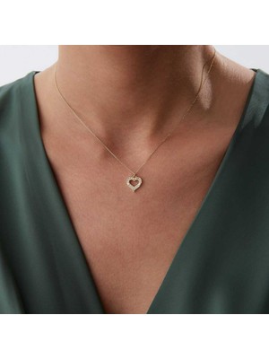 Iki Sıra Taşlı Kalp Kolye