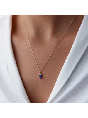 Minimal Blue Safir Kolye