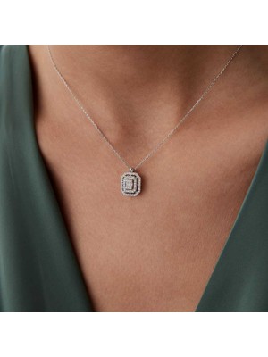 Taşlı Çift Çerçeve Baget Kolye