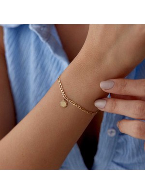 Yuvarlak Plaka Charm Bileklik