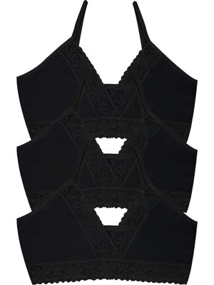 Öts Kız Çocuk Büstiyer 3'lü Pedsiz V Yaka (%96 Pamuk - %4 Elastan)