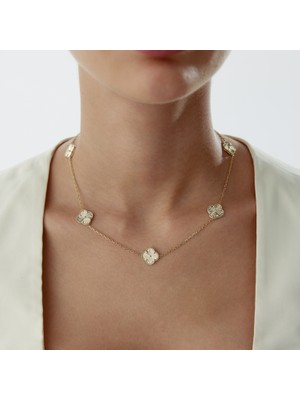 Altın  Beşli Yonca Cleef Kolye