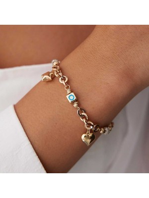 Yıldızlı Kalpli Charm Bileklik