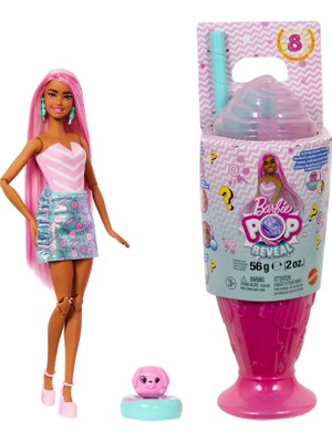 Barbie® Barbie Pop Reveal™ Bebek Barbie Pop Reveal Atıştırmalık Serisi Bebek ve Aksesuar Seti, Lolipop Düşkünü Şeker Kız ve Evcil Hayvanı JFY62