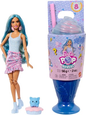 Barbie® Barbie Pop Reveal™ Bebek Barbie Pop Reveal Atıştırmalık Serisi Bebek ve Aksesuar Seti, Kapkek Düşkünü Havalı Kız ve Evcil Hayvanı JFY61