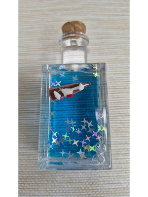 Mavi Şişe Su Cam Akvaryum Batmayan Gemi