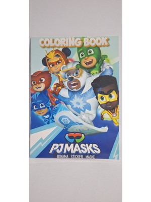 Mutlu Anılar Parti Evi Pjmask Üçü 1 Arada Maske,sticker Boyama Kitabı