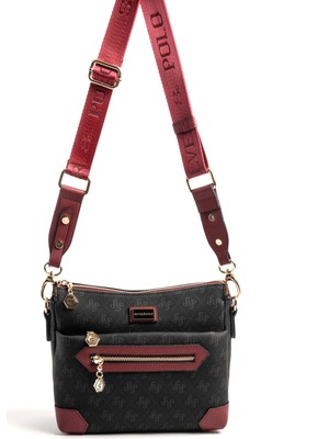 Silver & Polo Siyah - Bordo SP1110 Kadın Çapraz Çanta