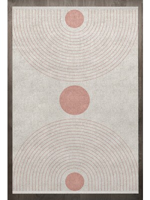 Hali.Net 120x120 cm Pembe Yıkanabilir Halı | Salon Yatak Odası Halısı | Leke Tutmaz Hipoalerjenik | F_SCANDİNAVİAN-8016