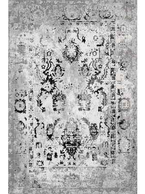 Modern Gri Pamuk Kare Modern Desenli Pamuk Makinada Yıkanabilir Hav Toz Vermez Leke Tutmayan Kaymaz Taban Dijital Makine Baskı Salon Yolluk Mutfak Halı