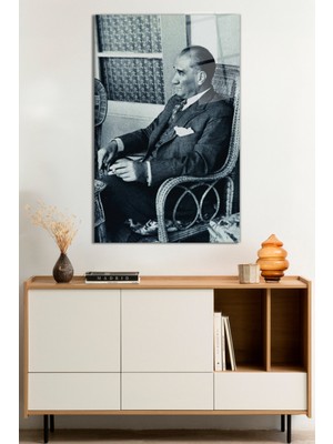 Mustafa Kemal Atatürk Portresi Cam Tablo, Darbelere Dayanıklı Kırılmaz Cam, Hediyelik