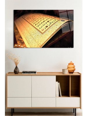 Kuran-I Kerim Ayet Dini Islami Cam Tablo, Darbelere Dayanıklı Kırılmaz Cam, Hediyelik
