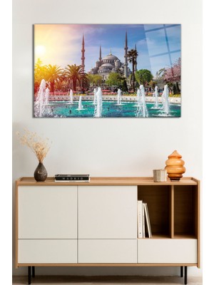 Istanbul Sultanahmet Camii Islami Cam Tablo, Darbelere Dayanıklı Kırılmaz Cam, Hediyelik