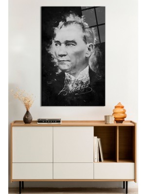 Imzalı Mustafa Kemal Atatürk Portresi Cam Tablo, Darbelere Dayanıklı Kırılmaz Cam, Hediyelik