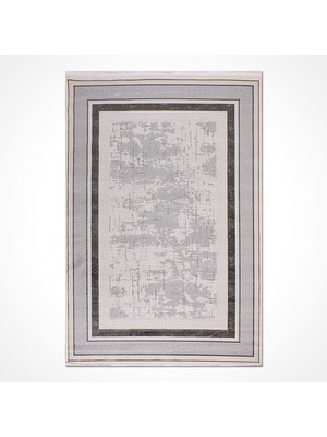 Çerçeveli Gri Akrilik Dikdörtgen Modern Desenli Akrilik Hav Vermeyen Leke Tutmayan Kolay Temizlenen Yumuşak Makine Salon Yolluk Mutfak Halı