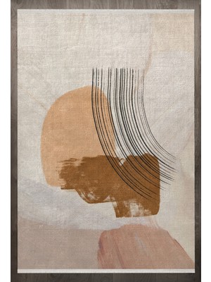 Modern Bej Pamuk Dikdörtgen Modern Desenli Pamuk Makinada Yıkanabilir Hav Toz Vermez Leke Tutmayan Kaymaz Taban Dijital Makine Baskı Salon Yolluk Mutfak Halı