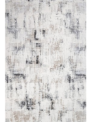 Hali.Net 120x120 cm Gri Krem Soyut Modern Soyut Yıkanabilir Halı | Salon Yatak Odası Halısı | Leke Tutmaz Hipoalerjenik | CREA_SAFİR-17354