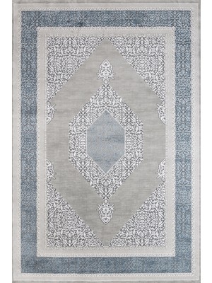 Hali.Net 80x150 cm Mavi Gri Medalyon Geleneksel Klasik Halı | Salon Mutfak Halısı | Hav Vermez Leke Tutmaz | ARTEMİS_DİOR-9147A