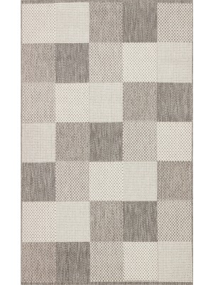 Hali.Net 80x250 cm Gri Bej Kareli Modern Geometrik Halı | Mutfak Yolluk Halısı | Hav Vermez Leke Tutmaz | Hav Vermez Leke Tutmaz