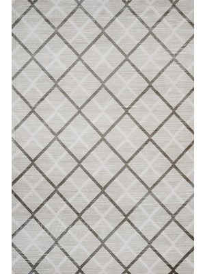 Hali.Net 120x180 cm Gri Krem Baklava Modern Geometrik Halı | Salon Yatak Odası Halısı | Hav Vermez Leke Tutmaz | LXS_MODA-1097G