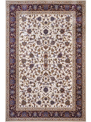 Hali.Net 120x180 cm Bordo Krem Çiçekli Oryantal Klasik Halı | Salon Yatak Odası Halısı | Hav Vermez Leke Tutmaz | ARTEMİS_SİLK-5160B