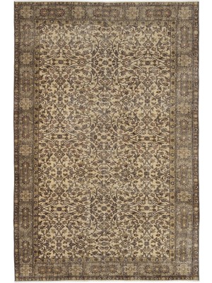 Bespoky 163x254 cm Bej Klasik Yün Halı | Salon Yatak Odası Halısı | %100 Doğal Yün El Yapımı El Dokuma | UNİQUE-9623