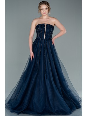 Straplez Taşlı Prenses Özel Tasarım Abiye ABU2378