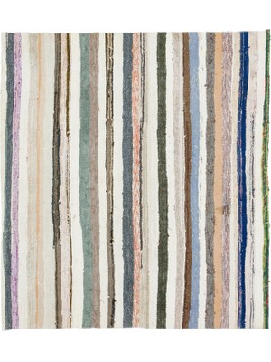 Teselya Bej Çizgili Yün Modern Desenli Yün Hav Toz Vermez Leke Tutmayan Salon Yolluk Mutfak El Dokuma Halı