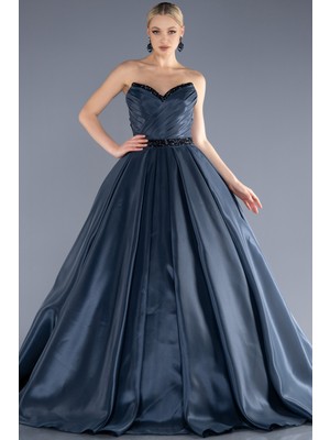 Straplez Uzun Özel Tasarım Prenses Abiye ABU3596