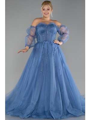 Kapri Kol Uzun Büyük Beden Özel Tasarım Abiye ABU3617