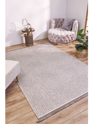 Hali.Net 80x150 cm Gri Modern Klasik Çerçeveli Halı | Mutfak Balkon Salon Halısı | Hav Vermez Leke Tutmaz | 8593-GRİ
