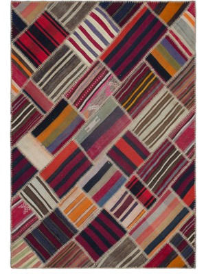 Iskece Bej Patchwork Yün Modern Desenli Yün Hav Toz Vermez Leke Tutmayan Salon Yolluk Mutfak El Dokuma Halı