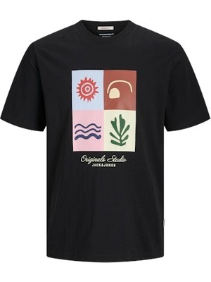 Jack Jones Erkek Siyah Tişört 12277220