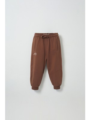 Kahverengi Nakış Detaylı Jogging Pantolon