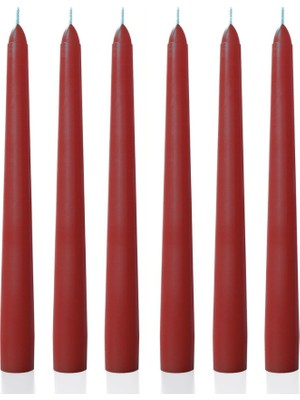 6 Lı Kısa Bordo Konik Şamdan Mum Yükseklik 18 cm