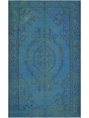 Atina Turkuaz Eskitme Yün Modern Desenli Yün Hav Toz Vermez Leke Tutmayan Salon Yolluk Mutfak El Dokuma Halı