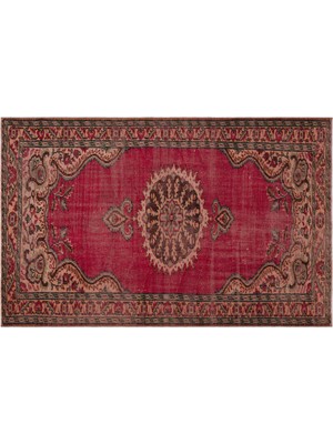 Kırmızı Çerçeveli Yün Modern Desenli Yün Hav Toz Vermez Leke Tutmayan Salon Yolluk Mutfak El Dokuma Halı