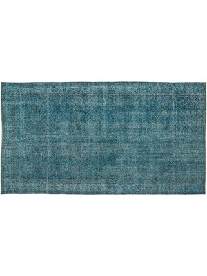 Turkuaz Eskitme Yün Modern Desenli Yün Hav Toz Vermez Leke Tutmayan Salon Yolluk Mutfak El Dokuma Halı