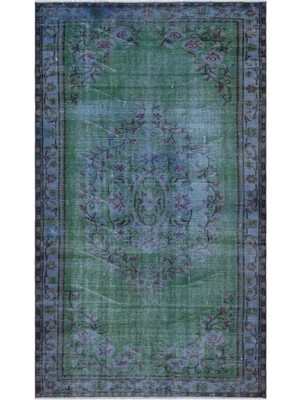 Bespoky 146x251 cm Çok Renkli Yeşil Medalyonlu Geleneksel Çiçekli Halı | Salon Yatak Odası Halısı | UNİQUE-28179