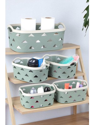 Ironika 5li Dekoratif Deri Görünüm Dolap Içi Düzenleyici Saklama Kutusu Mutfak Banyo Organizer Sepet Yeşil