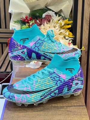 Çocuk Likralı Çoraplı Vinnex Spor Krampon Ayakkabı-Petrol Mavisi