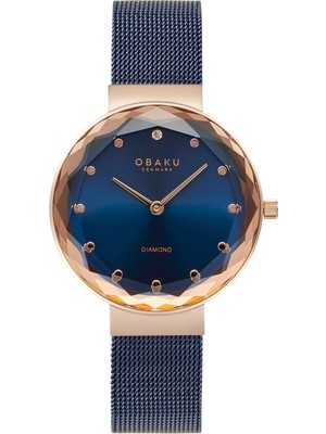 Obaku Denmark V300LXVLML Quartz Çelik Hasır Lacivert Safir Cam 32 mm Kadın Kol Saati
