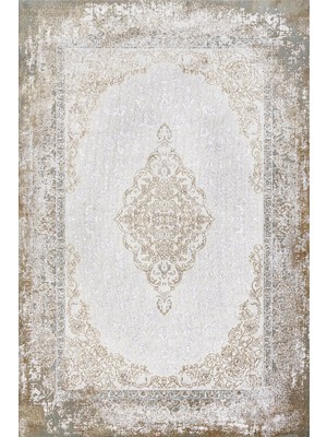 Bespoky 100x150 cm Altın Artemis Modern Klasik Yıkanabilir Halı | Mutfak Balkon Yatak Odası Halısı | Leke Tutmayan Kaymaz | ARTEMİS_DREAM-09707C