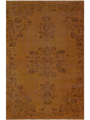Bespoky 159x244 cm Bej Kahverengi Geleneksel Vintage Çiçek Halı | Salon Yatak Odası Halısı | UNİQUE-34338
