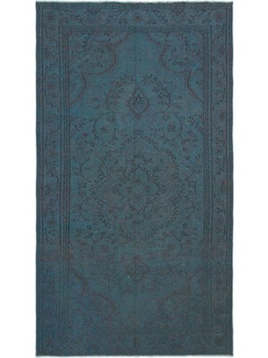 Bespoky 146x268 cm Krem Petrol Mavisi Geleneksel Vintage Medalyonlu Halı | Salon Yatak Odası Halısı | UNİQUE-22876