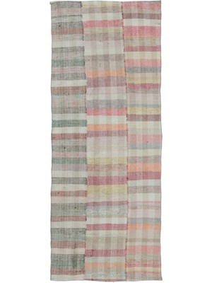 Teselya Bej Çizgili Yün Modern Desenli Yün Hav Toz Vermez Leke Tutmayan Salon Yolluk Mutfak El Dokuma Halı