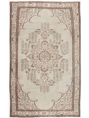 Bespoky 155x262 cm Bej Klasik Yün Halı | Salon Yatak Odası Halısı | %100 Doğal Yün El Yapımı El Dokuma | UNİQUE-5997