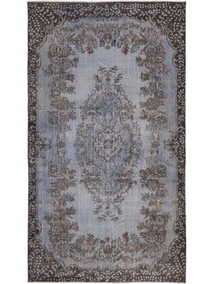 Bespoky 170x304 cm Mavi Klasik Yün Halı | Salon Yatak Odası Halısı | %100 Doğal Yün El Yapımı El Dokuma | UNİQUE-8560